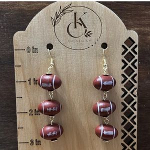 NEW Wood Football Earrings
